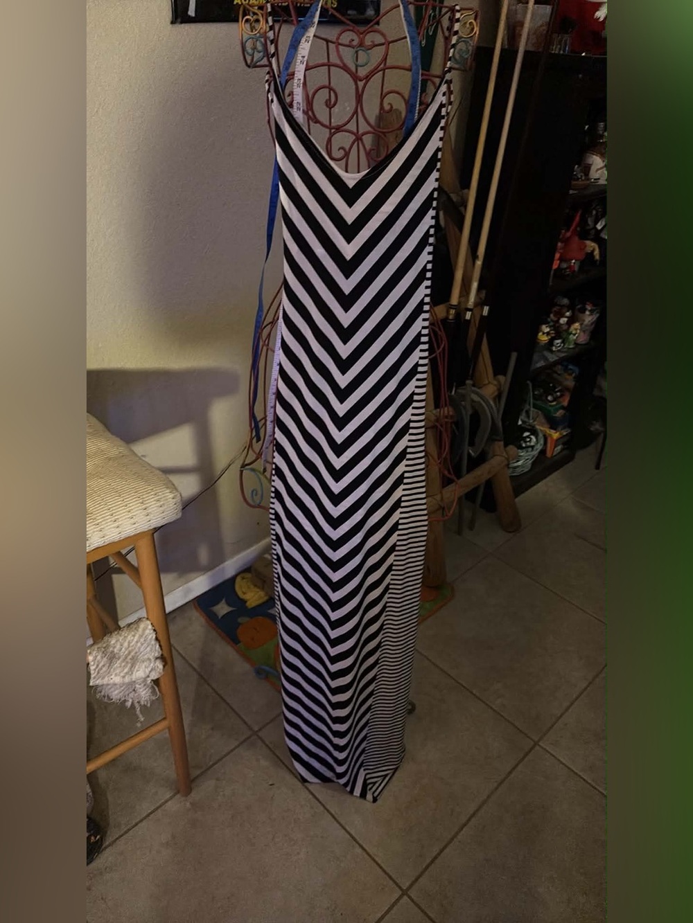 Black & White Chevron Maxi Dress/Small